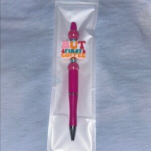Pink Pen with 'But First Coffee' Charm